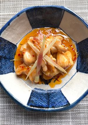茗荷と鶏もも肉のスイートチリソース炒め-レシピのメイン写真