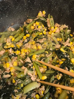 まな板いらず!野沢菜のツナコーン炒め-レシピのメイン写真