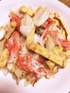 長ネギとカニカマ油揚げの炒めもの-レシピのメイン写真