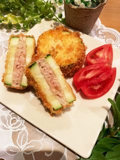 ズッキーニと豚ひき肉のはさみ揚げ-レシピのメイン写真