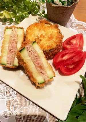 ズッキーニと豚ひき肉のはさみ揚げ-レシピのメイン写真