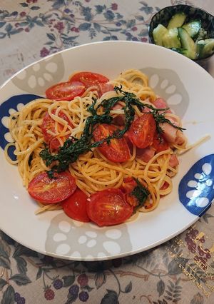 シシリアンルージュトマトと人参の葉パスタ-レシピのメイン写真