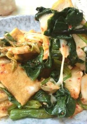 厚揚げとほうれん草のキムチーズ炒め-レシピのメイン写真