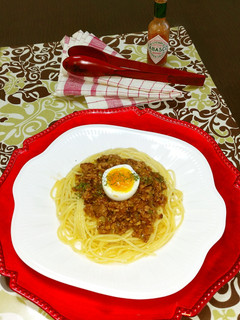 半熟卵のネギみそパスタ♪-レシピのメイン写真