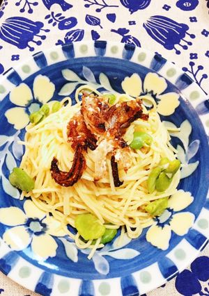 空豆のパスタ　オニオン添え-レシピのメイン写真