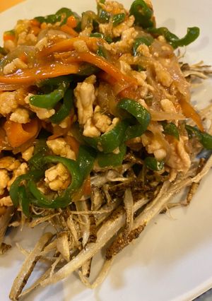 簡単 ごぼうの鷄ミンチと野菜あんかけ-レシピのメイン写真