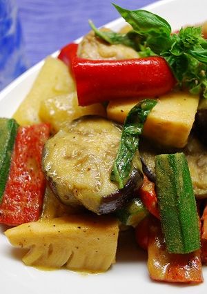 夏野菜のグリーンカレー炒め-レシピのメイン写真