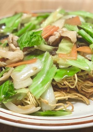 キャベツと残り物野菜で簡単かた焼きそば-レシピのメイン写真