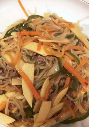 糸こんにゃくで野菜のチャプチェ風？-レシピのメイン写真