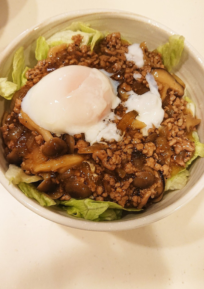簡単ウマウマ♪ひき肉とキノコのあんかけ丼-レシピのメイン写真