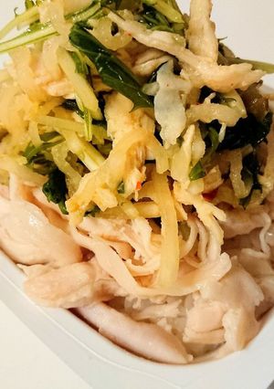 パックご飯で作る「蒸し鶏とザーサイご飯」-レシピのメイン写真