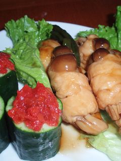 鶏肉ときのこの治部煮風&梅きゅうり-レシピのメイン写真