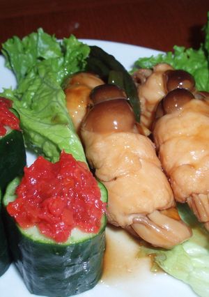 鶏肉ときのこの治部煮風＆梅きゅうり-レシピのメイン写真