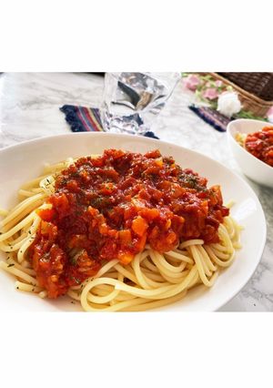 ミートソースパスタ-レシピのメイン写真