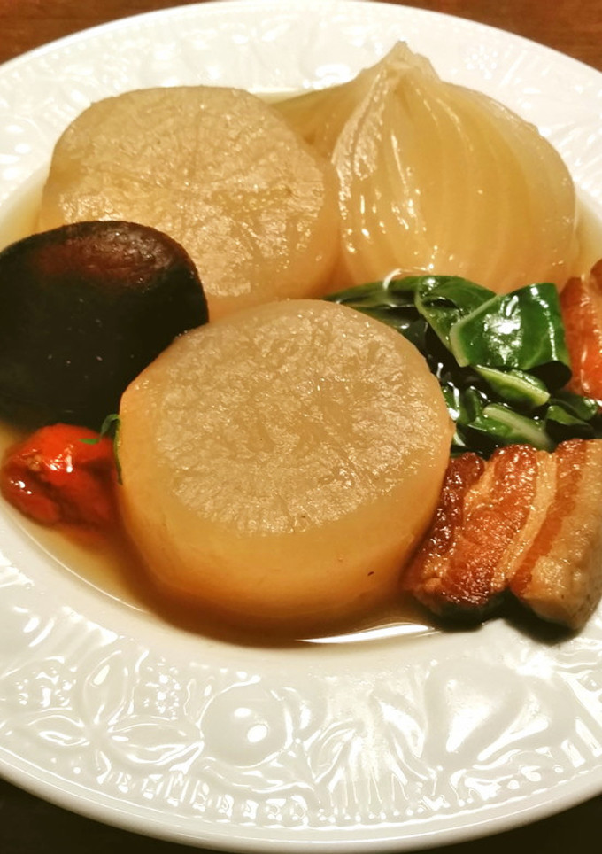 大根、ふだん草の塩豚煮　シャトルシェフ-レシピのメイン写真