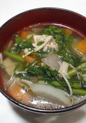 鶏もも肉と春菊のうま塩汁-レシピのメイン写真