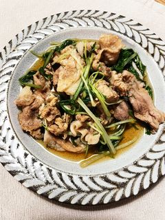 包丁いらず!豚コマと水菜の炒め煮☆-レシピのメイン写真