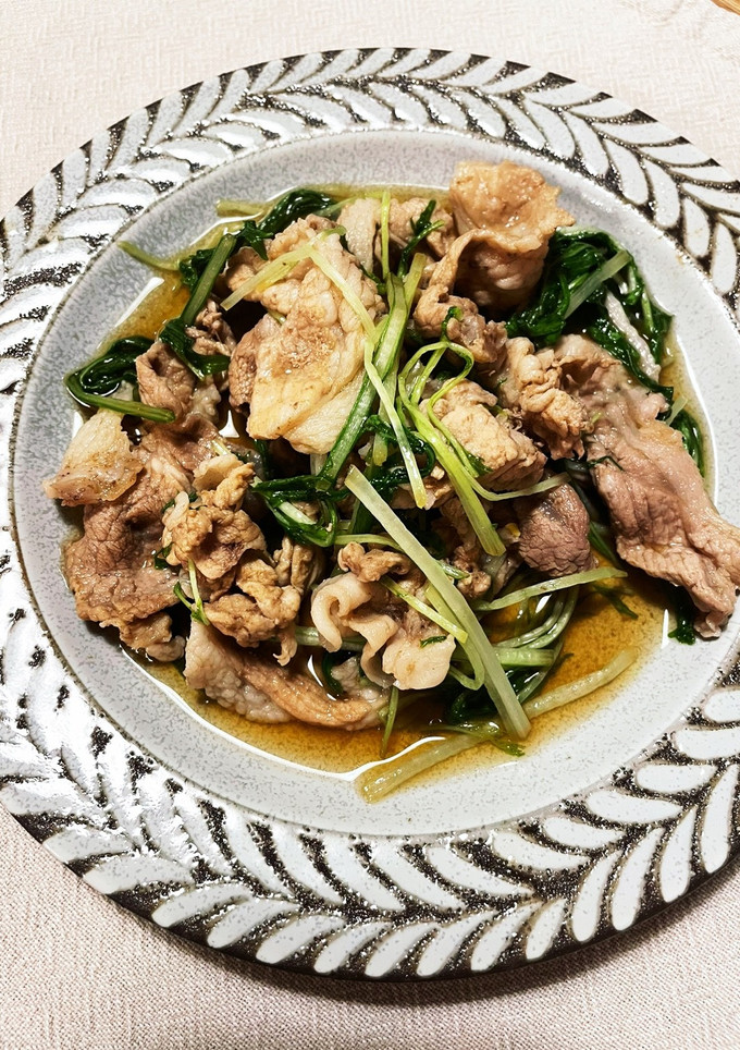 包丁いらず！豚コマと水菜の炒め煮☆-レシピのメイン写真