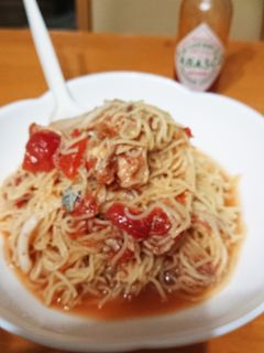 簡単っ。サバ缶とトマト缶の冷製パスタ-レシピのメイン写真