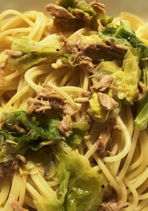 簡単！春キャベツとツナ缶でスープパスタ-レシピのメイン写真