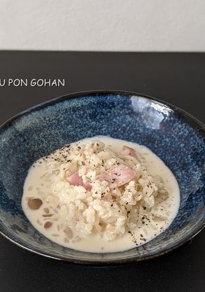 ベーコンとしめじのクリームリゾット-レシピのメイン写真