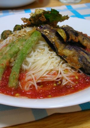 トマトで★ぶっかけ天ぷらそうめん-レシピのメイン写真