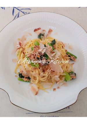 簡単！ツナと鰹節と青菜の冷製パスタ-レシピのメイン写真