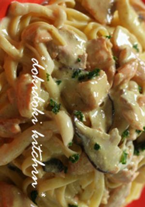 秋鮭ときのこのカレークリームパスタ-レシピのメイン写真