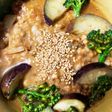 レンジチヂミ風芋餅入梅干しカレードーム蒸