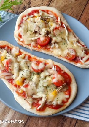 ナンで作るトマトソースピザ-レシピのメイン写真