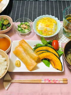 今晩の夕飯・春巻きメインの晩ご飯-レシピのメイン写真