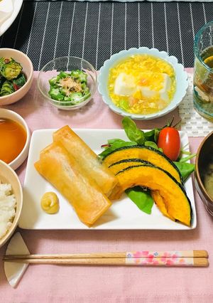 今晩の夕飯・春巻きメインの晩ご飯-レシピのメイン写真