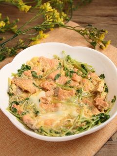 簡単!銀鮭豆苗の卵とじ-レシピのメイン写真