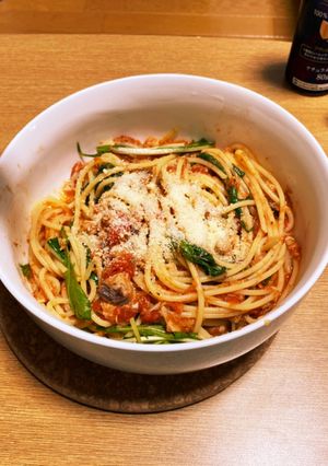 トマト缶とさば水煮缶のパスタ-レシピのメイン写真