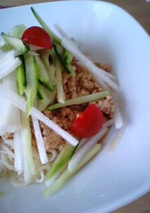 鶏そぼろでタンタン素麺-レシピのメイン写真