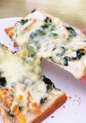 ほうれん草おひたしからの〜ピザトースト-レシピのメイン写真