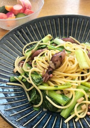 ホタルイカと小松菜の和風ペペロンチーノ-レシピのメイン写真