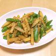 スナップえんどうとポテトのオイスター炒め