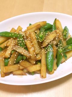 スナップえんどうとポテトのオイスター炒め-レシピのメイン写真