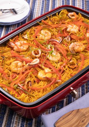 ホットプレートで♪魚介パスタパエリア-レシピのメイン写真