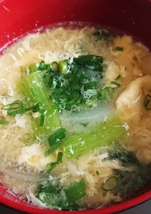 小松菜と玉ねぎの卵とじ味噌汁-レシピのメイン写真