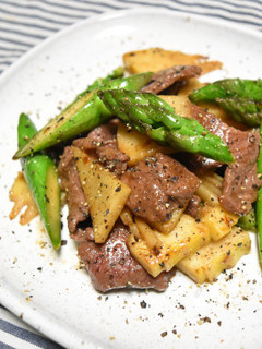 牛肉と春野菜の黒胡椒炒め-レシピのメイン写真