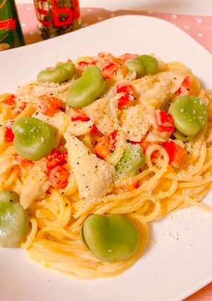 そら豆と舞茸のクリームパスタ-レシピのメイン写真
