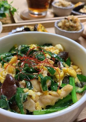 激うま♡ニラ豚玉子のオイスターあんかけ丼-レシピのメイン写真