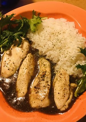 レトルトカレー＆鶏肉の塩レモンステーキ-レシピのメイン写真