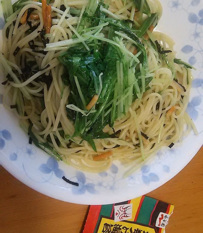 お茶漬け海苔の水菜パスタ-レシピのメイン写真