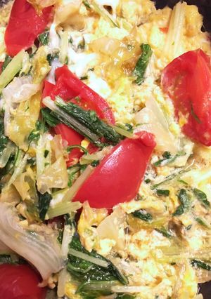 *簡単*レタスと水菜のトマ玉炒め*-レシピのメイン写真