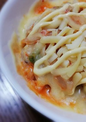 簡単ハマる！肉なし！レンジでキムチーズ丼-レシピのメイン写真