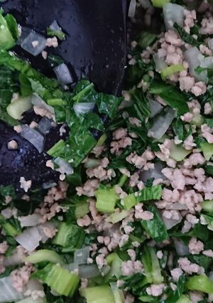 休校レシピ23 小松菜&ひき肉は無限大-レシピのメイン写真