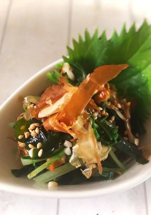 水菜とワカメの塩麹和え-レシピのメイン写真